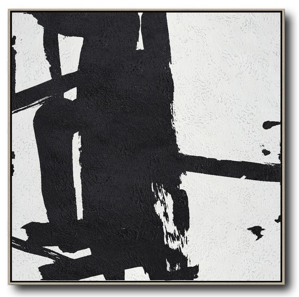 Minimal Black and White Painting #MN47A - Click Image to Close